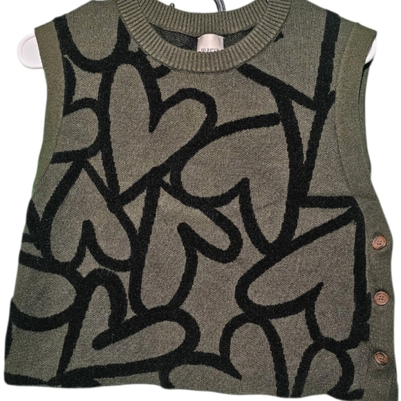 Maeve EUC Olive and Black Patterned Top XS Oversized 19 PTP/Length 17 - Picture 2 of 5